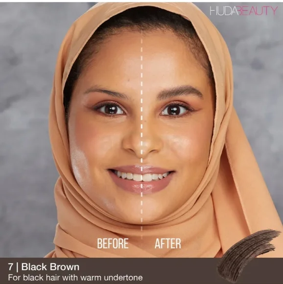 NIB $20 HUDA BEAUTY #BOMBBROWS Full ‘n Fluffy Fiber Brow Gel BLACK BROWN 7 - Picture 3 of 12